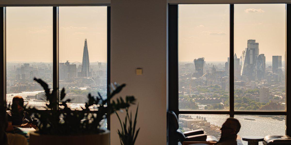The view from Space39: the Shard, the City of London and the Thames at golden hour